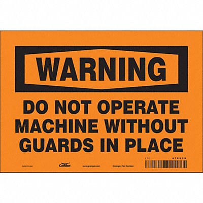 CONDOR 478V98 Safety Sign 7 in x 10 in Vinyl