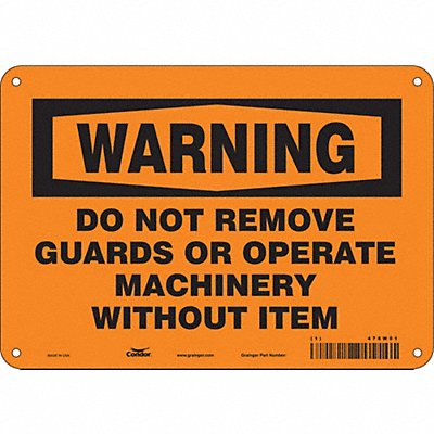 CONDOR 478W01 Safety Sign 7 in x 10 in Aluminum