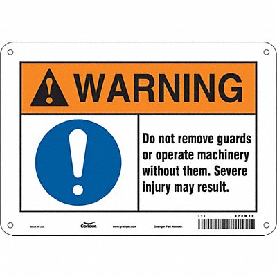 CONDOR 478W10 Safety Sign 7 in x 10 in Polyethylene