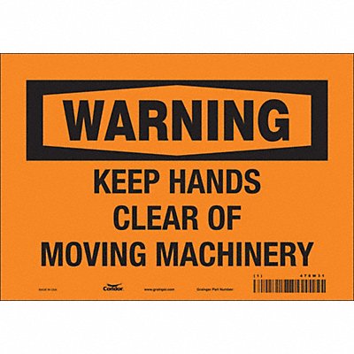 CONDOR 478W31 Safety Sign 7 in x 10 in Vinyl