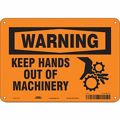 CONDOR 478W38 Safety Sign 7 in x 10 in Polyethylene