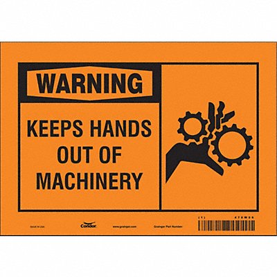 CONDOR 478W56 Safety Sign 7 inx10 in Vinyl