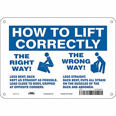 CONDOR 478X67 J9969 Safety Sign 7 in x 10 in Aluminum