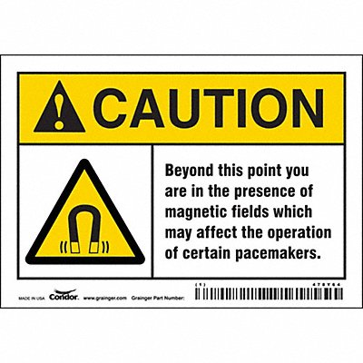 CONDOR 478Y64 Safety Sign 3 1/2 inx5 in Vinyl