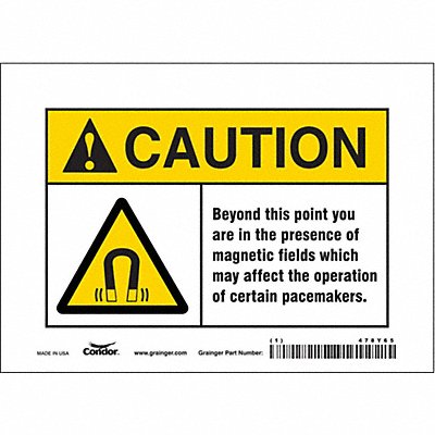 CONDOR 478Y65 Safety Sign 5 inx7 in Vinyl