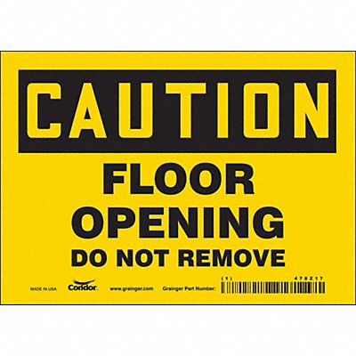 CONDOR 478Z17 Safety Sign 5 in x 7 in Vinyl
