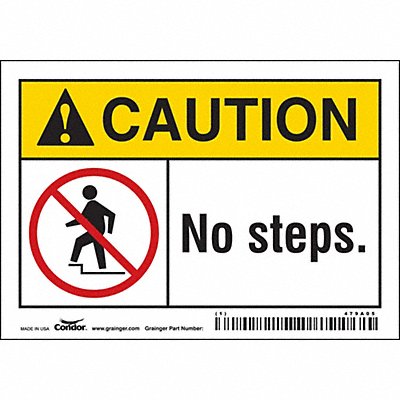CONDOR 479A05 Safety Sign 3 1/2 inx5 in Vinyl