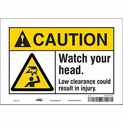 CONDOR 479C38 Safety Sign 7 inx10 in Vinyl