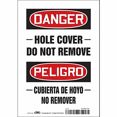 CONDOR 479C74 Safety Sign 10 in x 7 in Vinyl