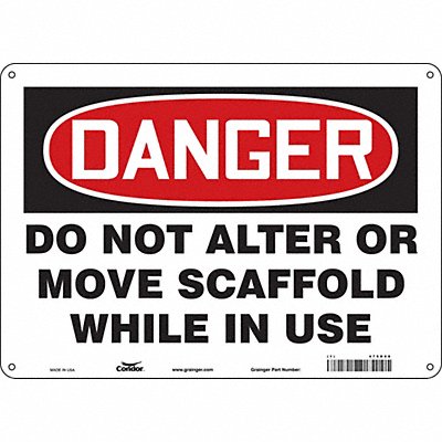 CONDOR 479D08 Safety Sign 10 in x 14 in Polyethylene