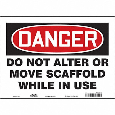 CONDOR 479D10 Safety Sign 10 in x 14 in Vinyl