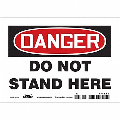 CONDOR 479D32 Safety Sign 5 in x 7 in Vinyl