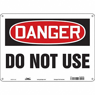 CONDOR 479D48 Safety Sign 10 inx14 in Aluminum