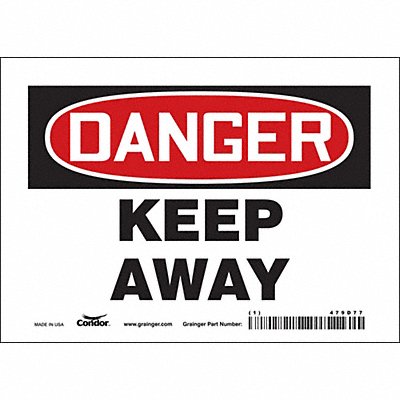 CONDOR 479D77 Safety Sign 5 inx7 in Vinyl