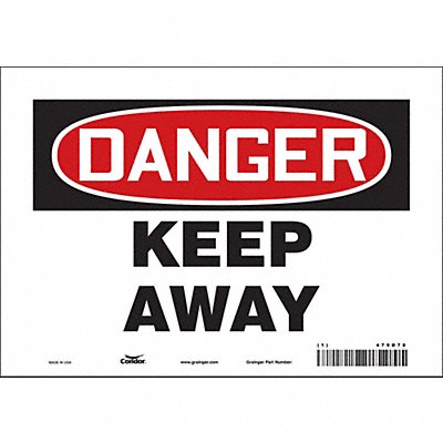 CONDOR 479D78 Safety Sign 7 in x 10 in Vinyl
