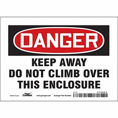 CONDOR 479D84 Safety Sign 5 in x 7 in Vinyl