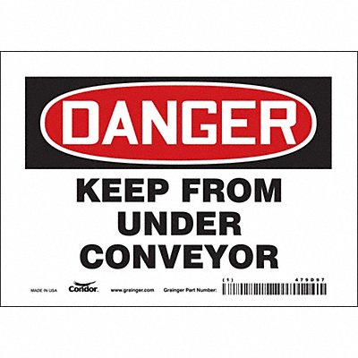 CONDOR 479D97 Safety Sign 5 in x 7 in Vinyl