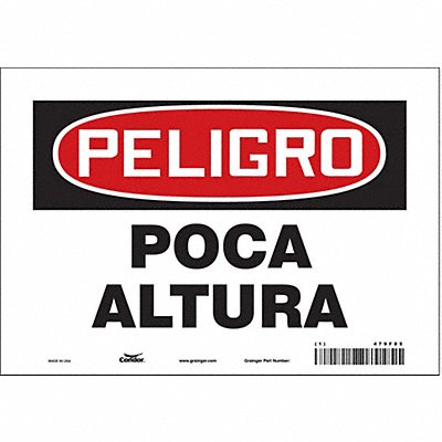 CONDOR 479F85 Safety Sign 7 in x 10 in Vinyl