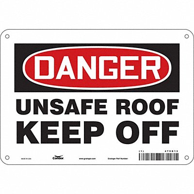 CONDOR 479G13 Safety Sign 7 in x 10 in Aluminum