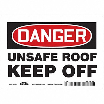 CONDOR 479G18 Safety Sign 5 in x 7 in Vinyl