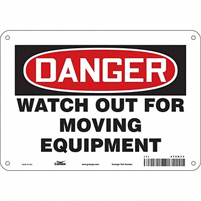CONDOR 479G33 Safety Sign 7 in x 10 in Aluminum