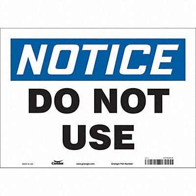 CONDOR 479G63 Safety Sign 10 in x 14 in Vinyl