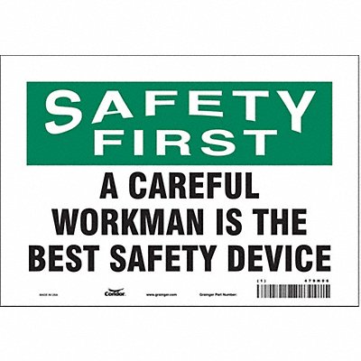CONDOR 479H06 Safety Sign 7 in x 10 in Vinyl