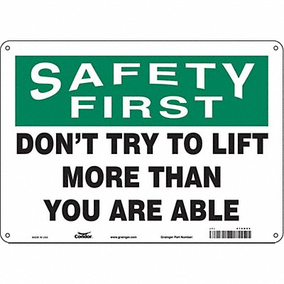 CONDOR 479H65 Safety Sign 10 in x 14 in Aluminum