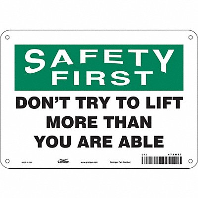 CONDOR 479H67 Safety Sign 7 inx10 in Polyethylene