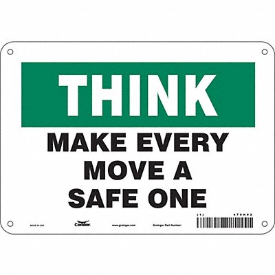 CONDOR 479H93 Safety Sign 7 in x 10 in Polyethylene