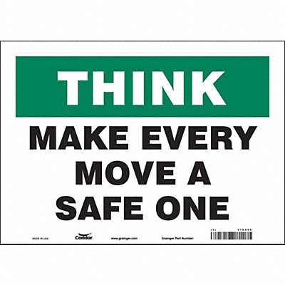 CONDOR 479H96 Safety Sign 10 in x 14 in Vinyl