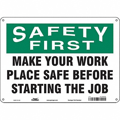 CONDOR 479H98 Safety Sign 10 in x 14 in Aluminum