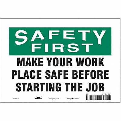 CONDOR 479J03 Safety Sign 7 in x 10 in Vinyl