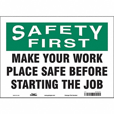 CONDOR 479J04 Safety Sign 10 in x 14 in Vinyl