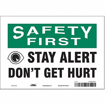 CONDOR 479J47 Safety Sign 7 in x 10 in Vinyl