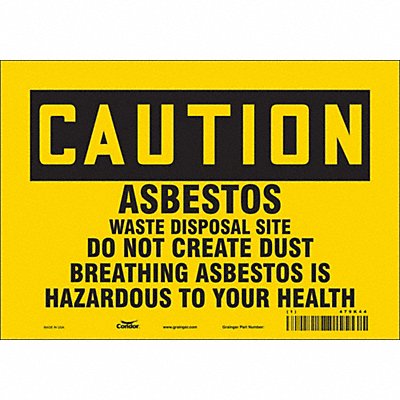 CONDOR 479K44 Safety Sign 7 in x 10 in Vinyl