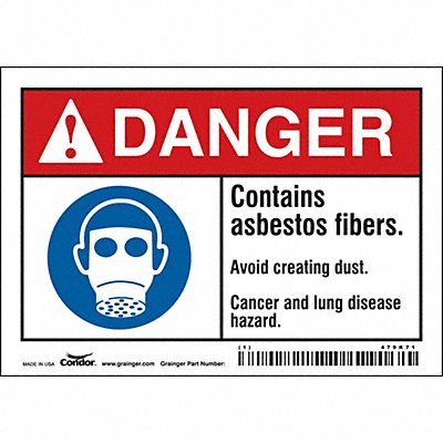 CONDOR 479K71 Safety Sign 3 1/2 inx5 in Vinyl