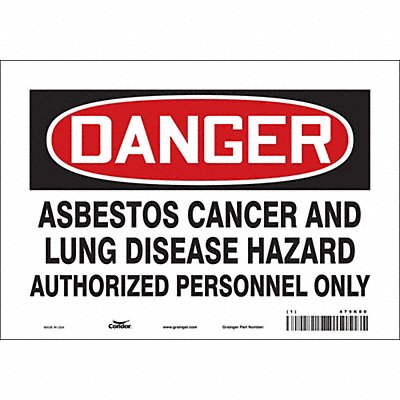 CONDOR 479K80 Safety Sign 7 inx10 in Vinyl