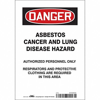 CONDOR 479K96 Safety Sign 10 in x 7 in Vinyl