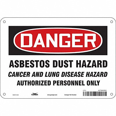 CONDOR 479K99 Safety Sign 7 in x 10 in Aluminum