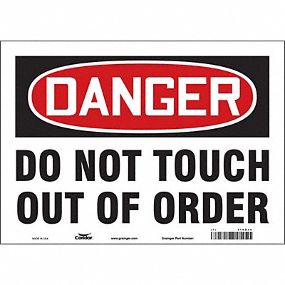 CONDOR 479M35 Safety Sign 10 in x 14 in Vinyl