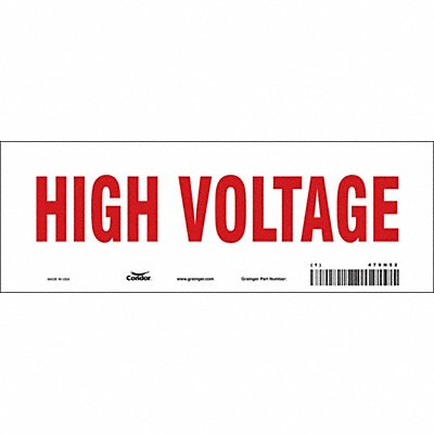 CONDOR 479N52 Safety Sign 3.5in x 10in Vinyl