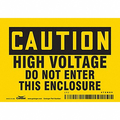 CONDOR 479N89 Safety Sign 3 1/2 inx5 in Vinyl