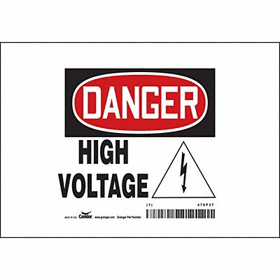 CONDOR 479P37 Safety Sign 3 in x 3 in Vinyl