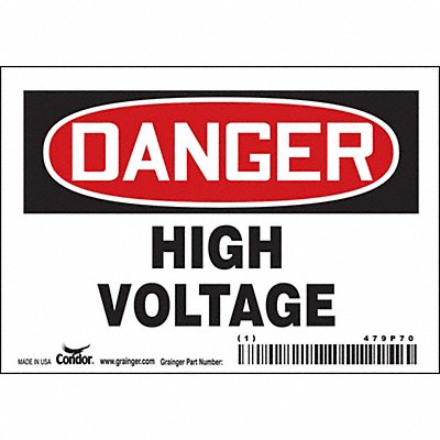 CONDOR 479P70 Safety Sign 2.25in x 4.5in Vinyl