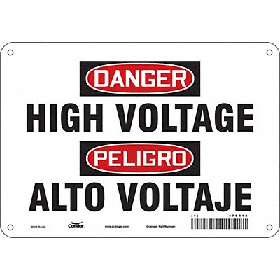 CONDOR 479R18 Safety Sign 7 in x 10 in Aluminum
