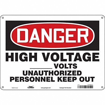 CONDOR 479R31 Safety Sign 10 inx14 in Polyethylene