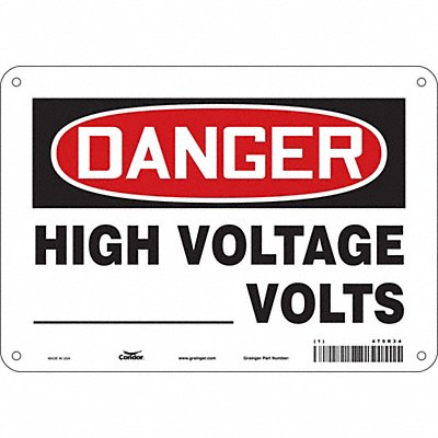 CONDOR 479R34 Safety Sign 7 in x 10 in Aluminum