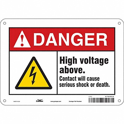 CONDOR 479R58 Safety Sign 7 in x 10 in Aluminum