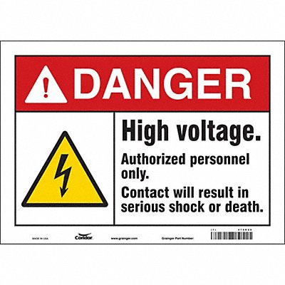 CONDOR 479R80 Safety Sign 10 inx14 in Vinyl